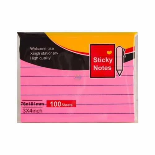 Xing Li Pink Ruled Sticky Notes (76x76mm) 100 sheets