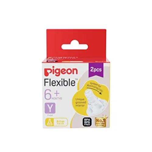 Pigeon Peristaltic Slim Neck Silicone Nipple Variable Flow (6+ Months) - BPA free, BPS free 1 pcs