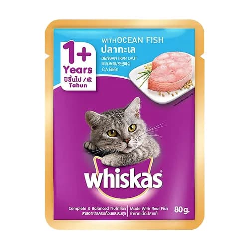 Whiskas Wet Cat Food with Ocean Fish for Adult Cats (1+ Years) 80 gr