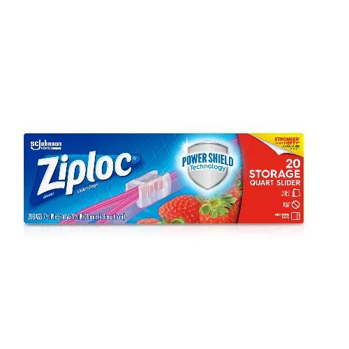 Ziploc Quart Slider Storage Bags (20x14.9x4.7cm) - BPA free 20 per pack