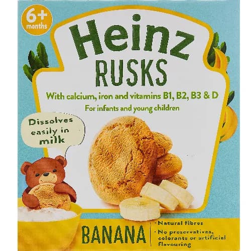 Heinz Farsley's Rusks Banana Flavor For Babies 6+ Months - Preservatives Free, Artificial Color Free, Artificial Flavoring Free 300g