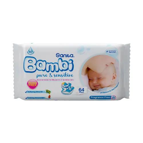 Sanita Bambi Wipes Pure & Sensitive 64 Pieces