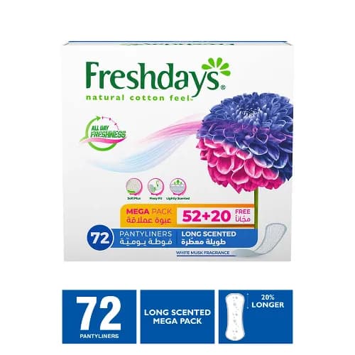 Sanita Freshdays Daily Comfort Long Panty Liners 52 Pieces + 20 Pieces