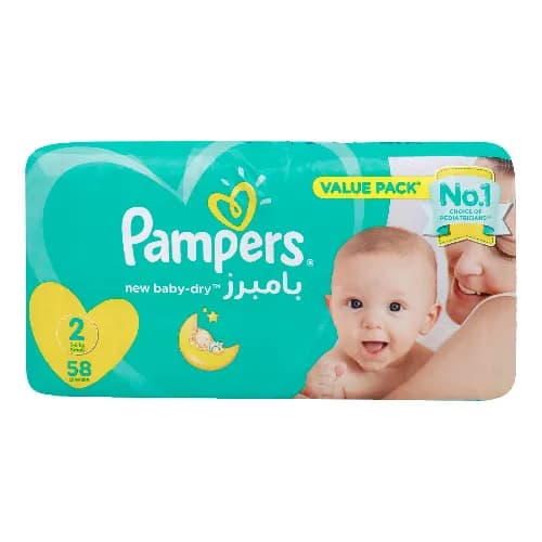 Pampers Active New Baby-dry Diaper Size 2 Small 3 - 8 Kg 58 Pieces