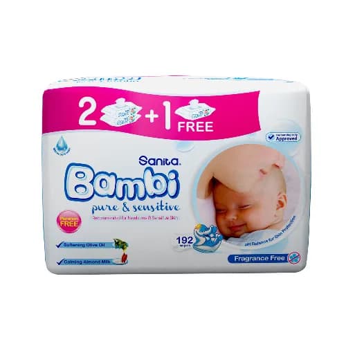 Sanita Bambi Wipes Pure & Sensitive 64 Pieces 2 + 1