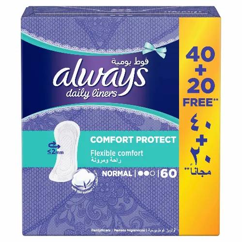 Always Comfort Protect Daily Liners Normal 60 Pieces