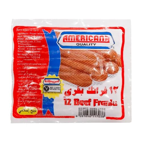 Americana Beef Franks 375G