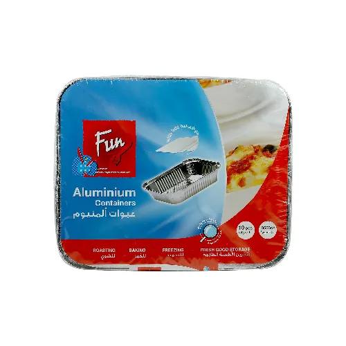 Fun Aluminum Containers + Lid 3500cc 10 Pieces