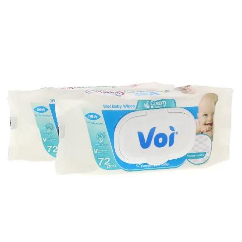 Voi Wet Baby Wipes Cream Lotion Value Pack 2 x 72 Pieces