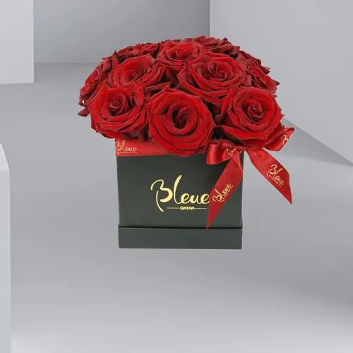 Square Bleue Box –Rouge Blooms (Small) - 13022