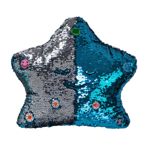 New My Dua' ‘Star’ Light & Sound Sequins Pillow (Blue / Silver)