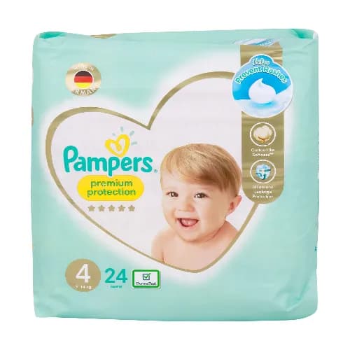 Pampers Premium Baby Diapers Size 4, 9 - 14kg 24 Pieces