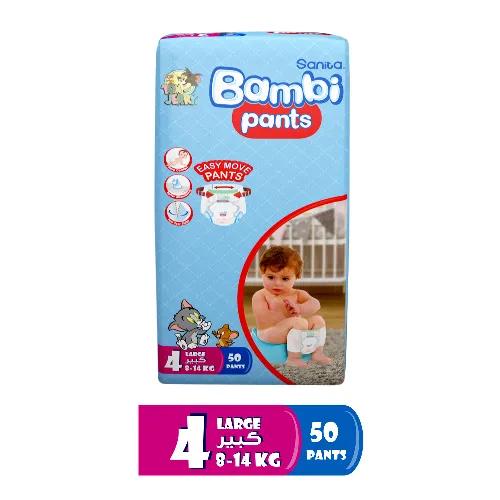 Sanita Bambi Baby Diaper Pants Size 4 Large 8 - 14kg 50 Pieces