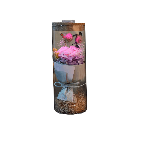 Pink Flower In A Glass Jar