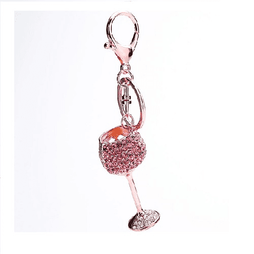 Crystal Glass Goblet Keychain (Silver)