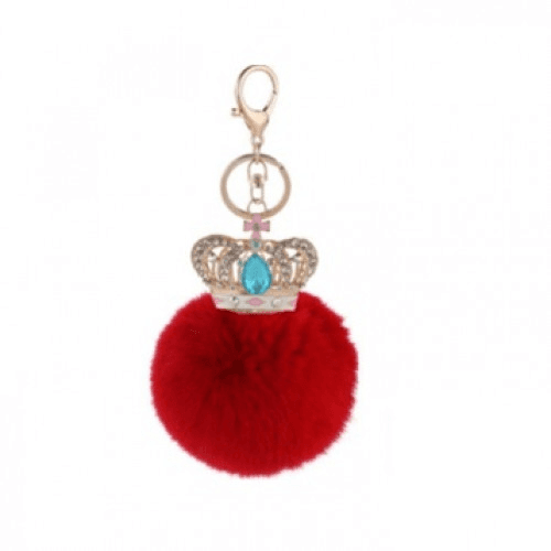 Precise Diamond Large Crown Ball Keychain (Red)