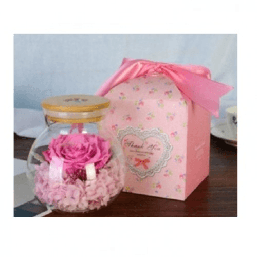 Pink Roses In Glass Bowl