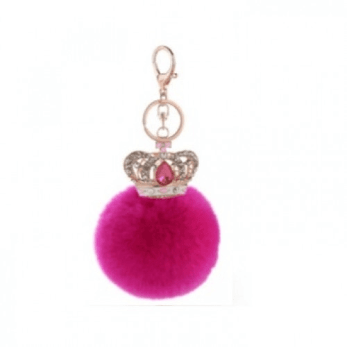 Precise Diamond Large Crown Ball Keychain (Dark Pink)