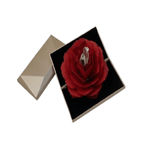 Ring Flower Box With Rotating Rose