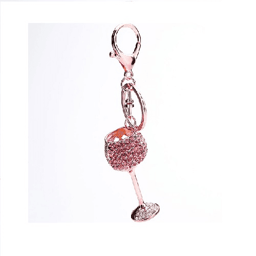 Crystal Glass Goblet Keychain (Fuchsia Pink)