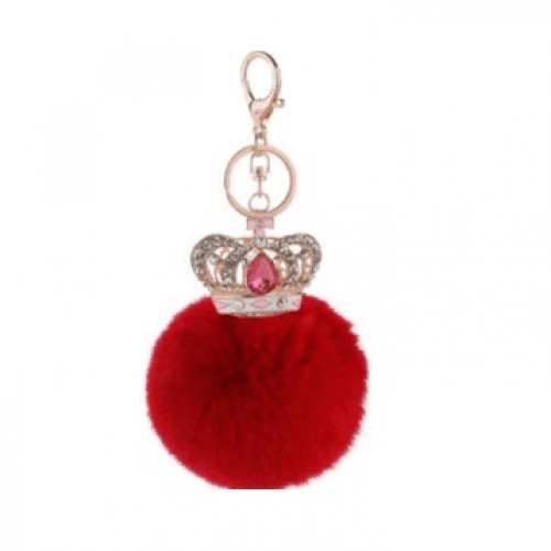 Precise Diamond Large Crown Ball Keychain (Red)