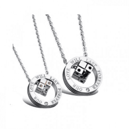 Silver And Rosegold Plated Dice Couple Necklace