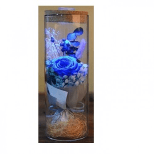 Blue Roses In A Glass Jar