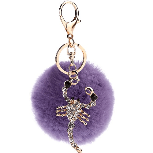 Scorpion Pompom Keychain Ring (Purple)