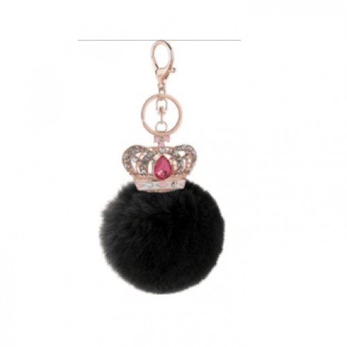 Precise Diamond Large Crown Ball Keychain (Black)