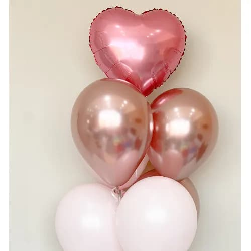 Set 1 heart shape + 6 pcs normal helium balloon