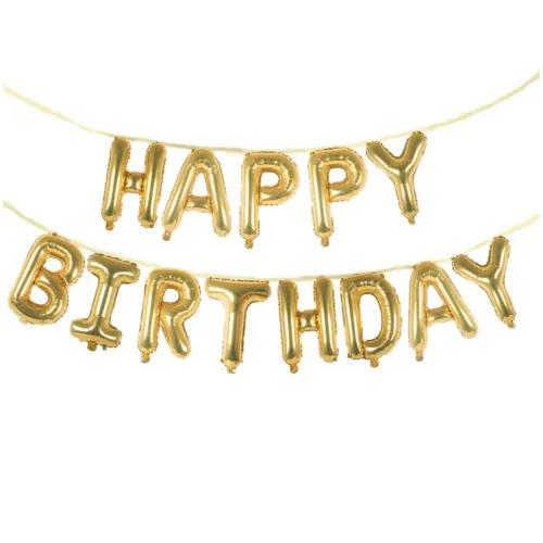 Happy Birthday-gold Color, Banner Set, Foil Balloons