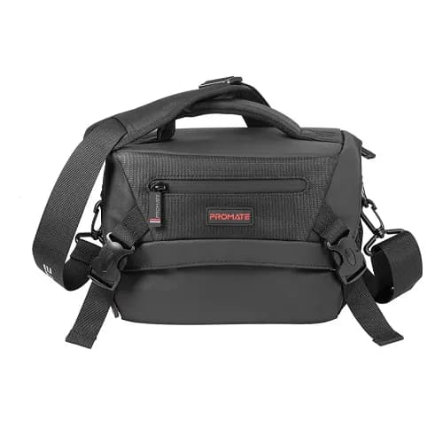 Promate Protective Dslr Camera Bag With Front Zipper Movable Compartments And Memory Foam Interior