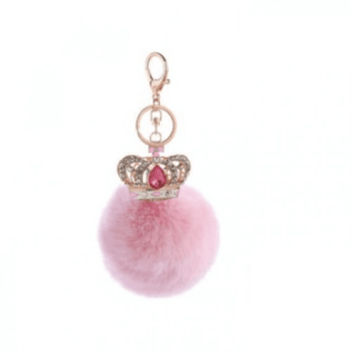 Precise Diamond Large Crown Ball Keychain (Light Pink)