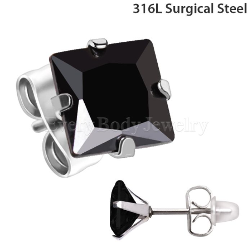 Pair Of Earrings Stainless Steel Black 316L