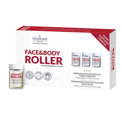 Farmona Face & Body Roller Microneedle Skin Exfoliation With Acids - 5 Ampoules