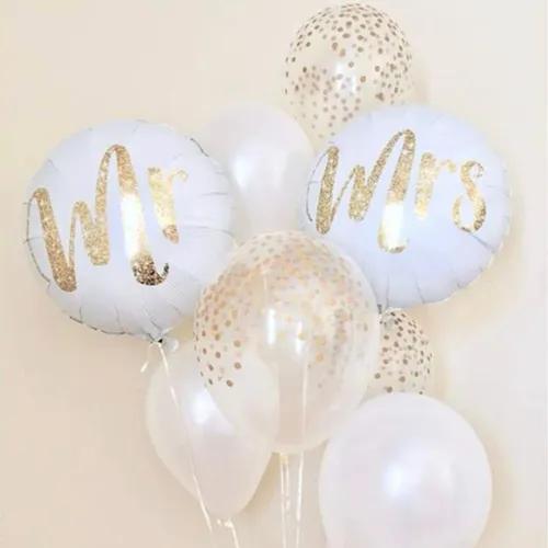 Set Mr & Mrs, 6 Latex Balloons