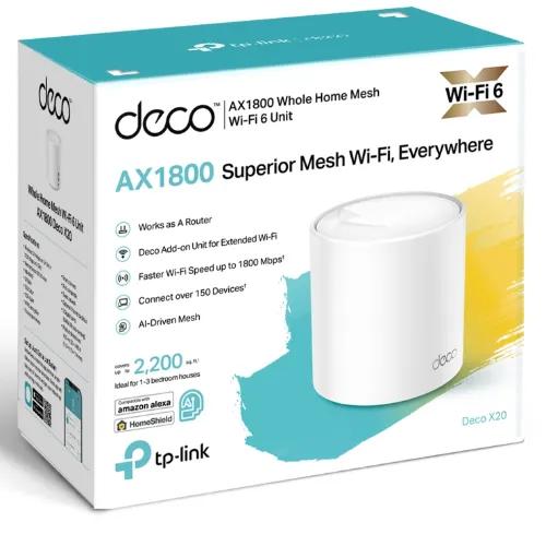 Deco X20(1-Pack) Ax1800 Whole Home Mesh Wi-Fi 6 System