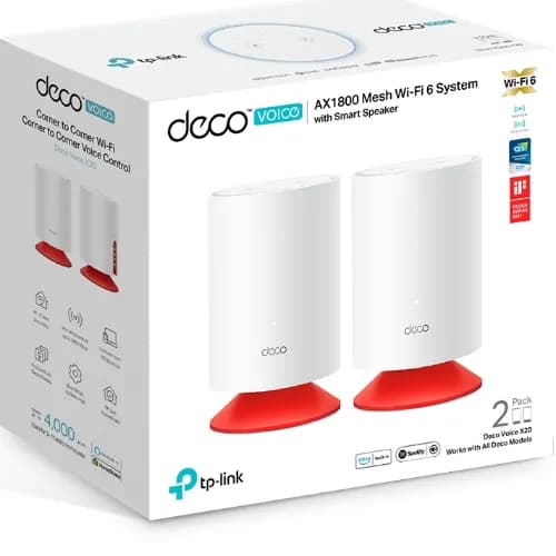 Deco Voice X20(2-Pack) Ax1800 Whole Home Mesh Wi-Fi 6 System With Smart Speaker