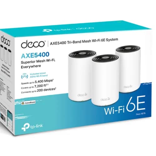 Deco Xe75(3-Pack) Axe5400 Whole Home Mesh Wi-Fi 6E System(Tri-Band)