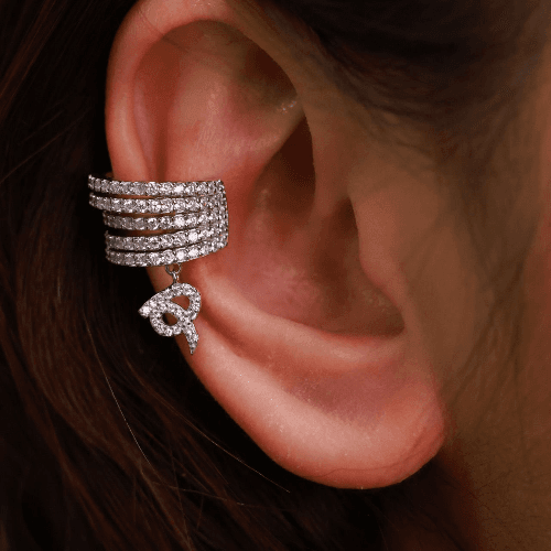 Sterling Ear cuff Letter  هـ (one piece/ right ear)