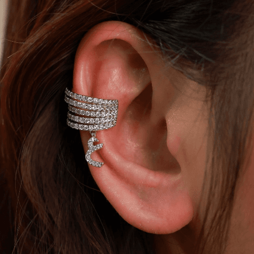 Sterling Ear cuff Letter  ع (one piece/ right ear)