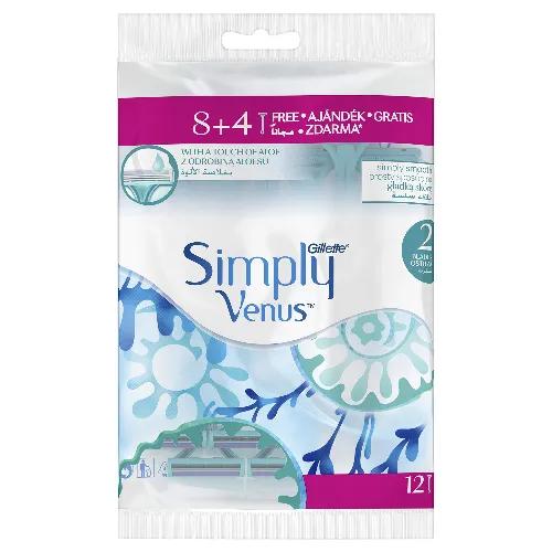 Gillette Simply Venus 2 Blade Razors 8 + 4 Free 12 Per Pack