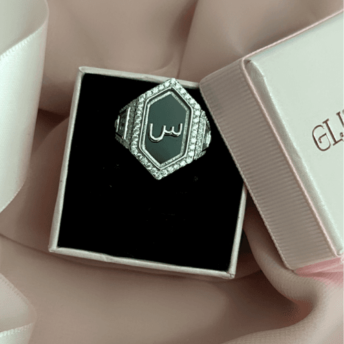 Sterling Silver Hexagon Ring letter س