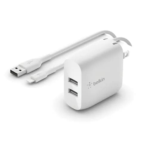 Belkin 24W 2 Usb A Port Lightning Wall Charger