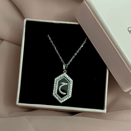 Sterling Silver Hexagon Necklace ح