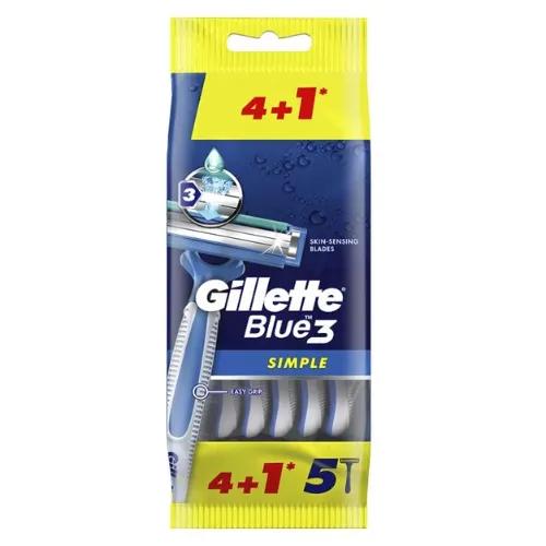 Gillette Blue 3 Simple Men Razors 4 + 1 Free 5 Per Pack