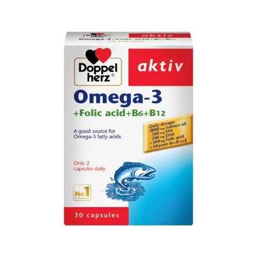 Doppel Herz Aktiv Omega-3 + Folic Acid + B6 + B12 30's