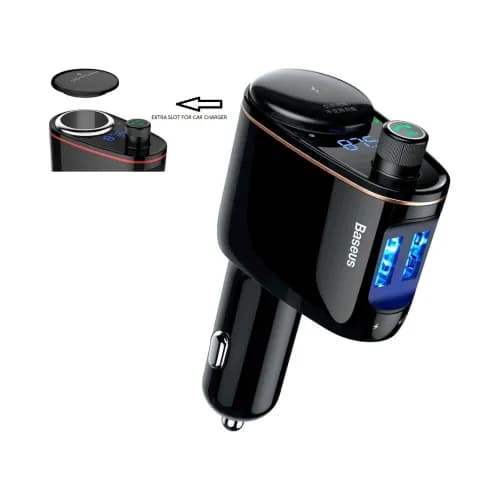 Car Charge Adapter Dual USB Port Extra Socket Bluetooth Mp3 Fm Baseus