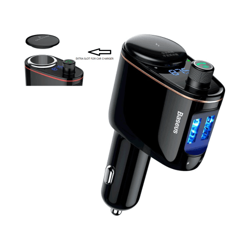 Car Charge Adapter Dual USB Port Extra Socket Bluetooth Mp3 Fm Baseus