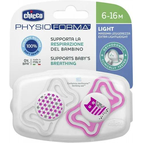 CHICCO SILICONE SOOTHER PHYSIO LIGHT GIRL 6-16M  2PCS